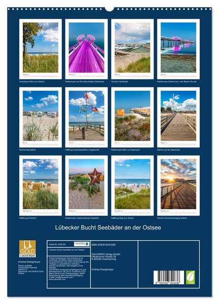 Produktbild: L&uuml;becker Bucht Seeb&auml;der an der Ostsee (hochwertiger Premium Wandkalender 2026 DIN A2 hoch), Kunstdruck in Hochglanz