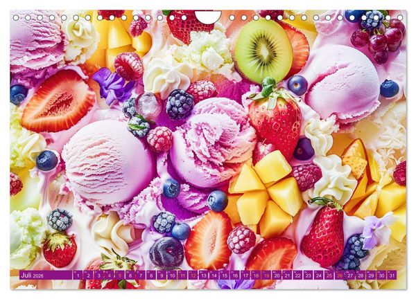Produktbild: Eiscreme-Tr&auml;ume - S&uuml;&szlig;e Verlockung und florale Sch&ouml;nheiten (Wandkalender 2026 DIN A4 quer), CALVENDO Monatskalender