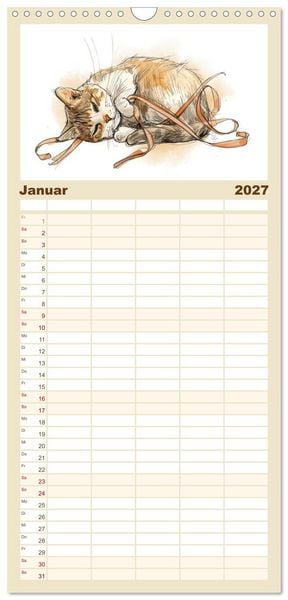 Produktbild: Familienplaner 2027 - Kleine Schnurr-Momente f&uuml;rs Herz mit 5 Spalten (Wandkalender, 21 x 45 cm) CALVENDO