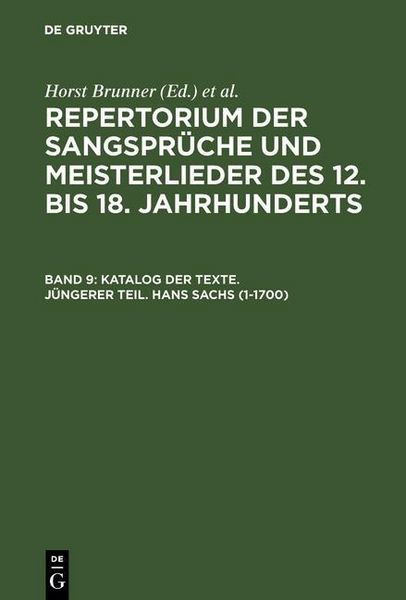Produktbild: Katalog der Texte. J&uuml;ngerer Teil. Hans Sachs (1-1700)