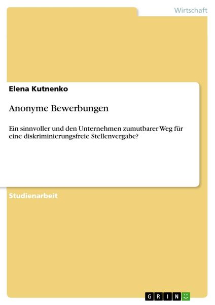 Produktbild: Anonyme Bewerbungen