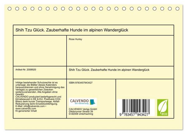 Produktbild: Shih Tzu Gl&uuml;ck. Zauberhafte Hunde im alpinen Wandergl&uuml;ck (Tischkalender 2026 DIN A5 quer), CALVENDO Monatskalender