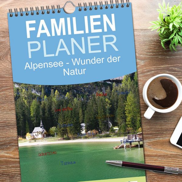 Produktbild: Familienplaner 2026 - Alpensee - Wunder der Natur mit 5 Spalten (Wandkalender, 21 x 45 cm) CALVENDO