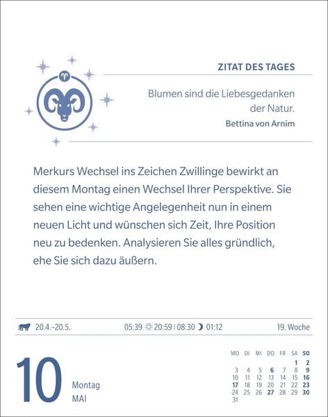 Produktbild: Widder Sternzeichenkalender 2027 - Tagesabrei&szlig;kalender - Ihr Horoskop f&uuml;r jeden Tag