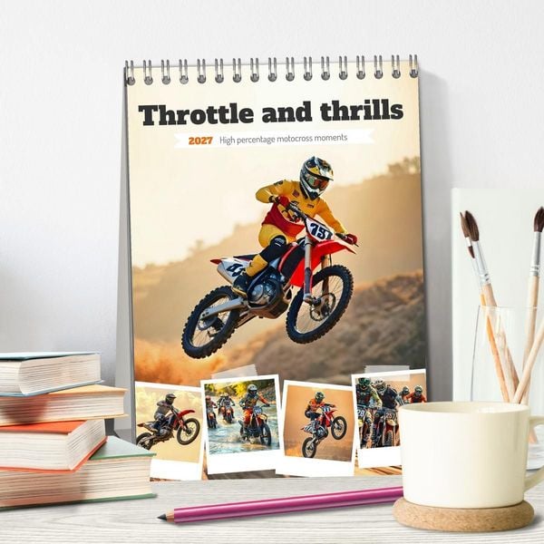 Produktbild: Throttle and thrills - High percentage motocross moments (Desk Calendar 2027 DIN A5 portrait), CALVENDO 12 Month DeskCalendar