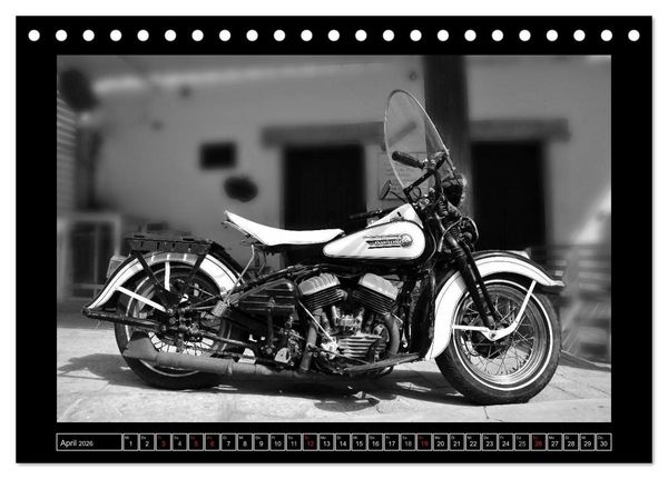 Produktbild: Harley Davidson WLA 750 in Schwarzweiss (Tischkalender 2026 DIN A5 quer), CALVENDO Monatskalender