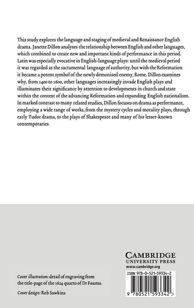 Produktbild: Language and Stage in Medieval and Renaissance England