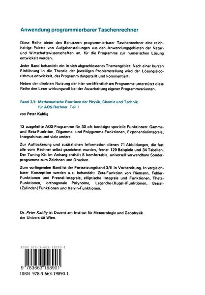 Produktbild: Mathematische Routinen der Physik, Chemie und Technik f&uuml;r AOS-Rechner