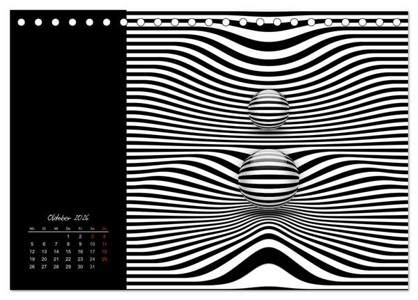 Produktbild: Optische Kunst im Quadrat (Tischkalender 2026 DIN A5 quer), CALVENDO Monatskalender