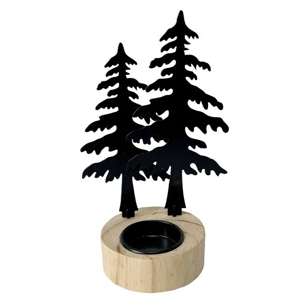 Produktbild: HTI-Living Teelichthalter mit Motiv "Wald" Schwarz Teelichthalter mit Motiv "Wald" Schwarz