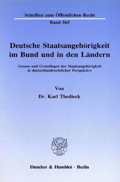 Produktbild: Deutsche Staatsangeh&ouml;rigkeit im Bund und in den L&auml;ndern.
