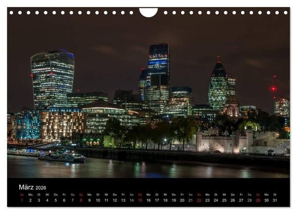 Produktbild: London - Nachts an der Themse (Wandkalender 2026 DIN A4 quer), CALVENDO Monatskalender