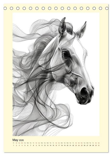 Produktbild: Sketchy Power Horses (Desk Calendar 2026 DIN A5 portrait), CALVENDO 12 Month DeskCalendar