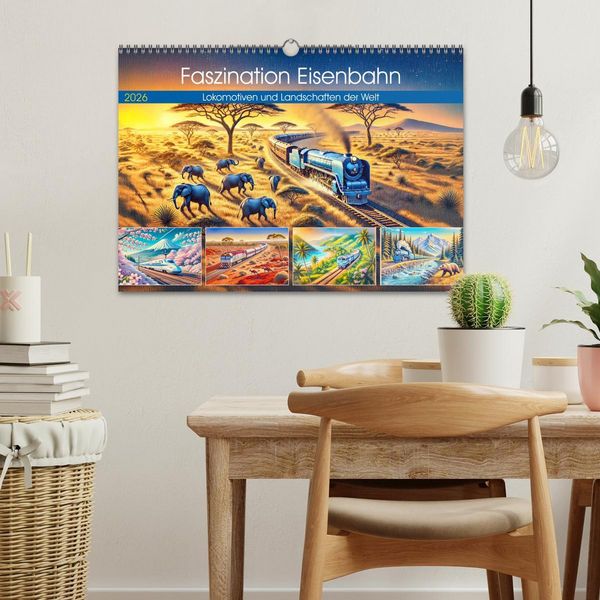 Produktbild: Faszination Eisenbahn - Lokomotiven und Landschaften der Welt (Wandkalender 2026 DIN A3 quer), CALVENDO Monatskalender
