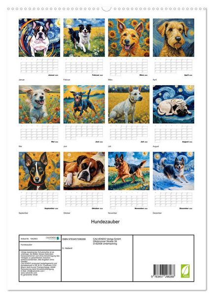 Produktbild: Hundezauber (hochwertiger Premium Wandkalender 2026 DIN A2 hoch), Kunstdruck in Hochglanz