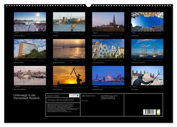 Produktbild: Unterwegs in der Hansestadt Rostock (Wandkalender 2026 DIN A2 quer), CALVENDO Monatskalender