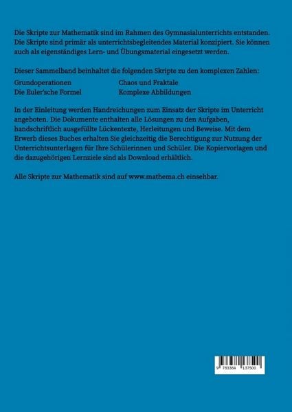 Produktbild: Skripte zur Mathematik - Komplexe Zahlen