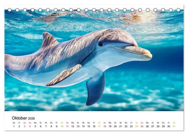 Produktbild: Delfine - Wellen K&uuml;nstler (Tischkalender 2026 DIN A5 quer), CALVENDO Monatskalender