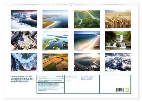 Produktbild: Von oben betrachtet Landschaften aus der Vogelperspektive (Wandkalender 2026 DIN A2 quer), CALVENDO Monatskalender