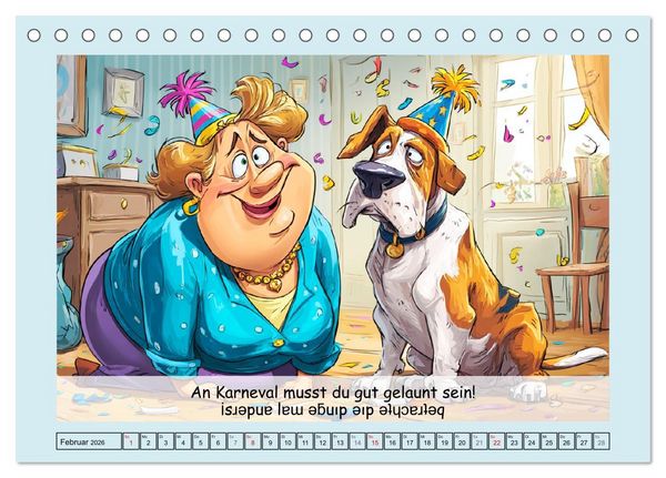 Produktbild: Frauchen und Hund. Witzige Cartoons vom t&auml;glichen Chaos (Tischkalender 2026 DIN A5 quer), CALVENDO Monatskalender