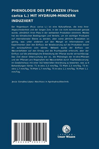 Produktbild: Phenologie des Pflanzen (ficus Carica L.) mit Hydrium-Mindern Induziiert