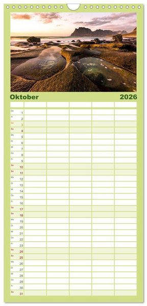 Produktbild: Familienplaner 2026 - Lofoten - Eine Reise durch Nordnorwegen mit 5 Spalten (Wandkalender, 21 x 45 cm) CALVENDO