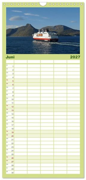 Produktbild: Familienplaner 2027 - Impressionen von Norwegen entlang der Hurtigruten mit 5 Spalten (Wandkalender, 21 x 45 cm) CALVENDO