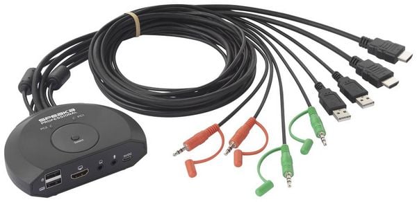 Produktbild: SpeaKa Professional SP-KVM-210 2 Port KVM-Umschalter HDMI Tastatur 4096 x 2160 Pixel