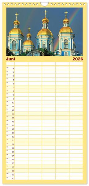 Produktbild: Familienplaner 2026 - Goldenes Russland mit 5 Spalten (Wandkalender, 21 x 45 cm) CALVENDO