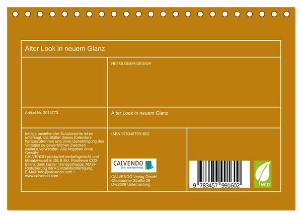 Produktbild: Alter Look in neuem Glanz (Tischkalender 2026 DIN A5 quer), CALVENDO Monatskalender