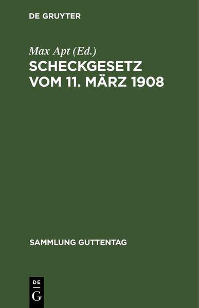 Produktbild: Scheckgesetz vom 11. M&auml;rz 1908
