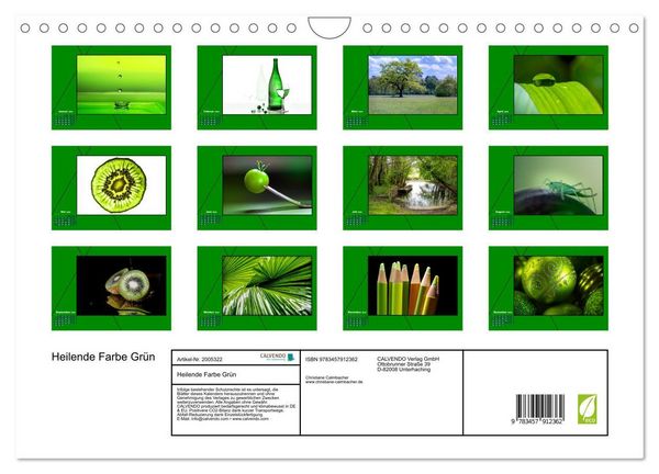 Produktbild: Heilende Farbe Gr&uuml;n (Wandkalender 2026 DIN A4 quer), CALVENDO Monatskalender