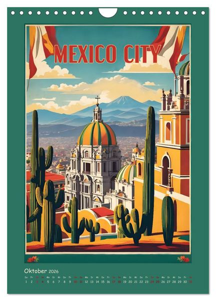Produktbild: City Travel Poster - nostalgische St&auml;dtereise um die Welt (Wandkalender 2026 DIN A4 hoch), CALVENDO Monatskalender