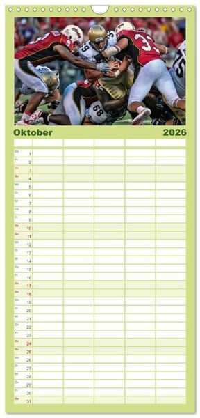 Produktbild: Familienplaner 2026 - American Football - athletisch und riskant mit 5 Spalten (Wandkalender, 21 x 45 cm) CALVENDO