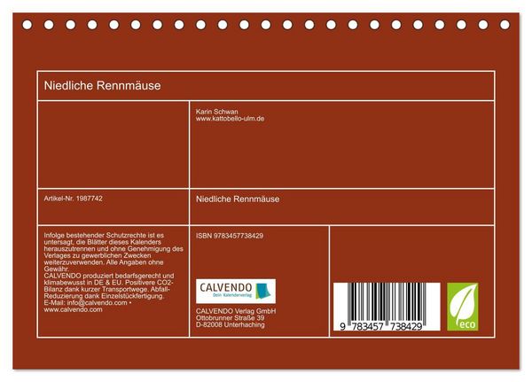 Produktbild: Niedliche Rennm&auml;use (Tischkalender 2026 DIN A5 quer), CALVENDO Monatskalender