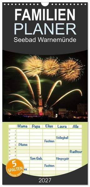 Produktbild: Familienplaner 2027 - Seebad Warnem&uuml;nde mit 5 Spalten (Wandkalender, 21 x 45 cm) CALVENDO