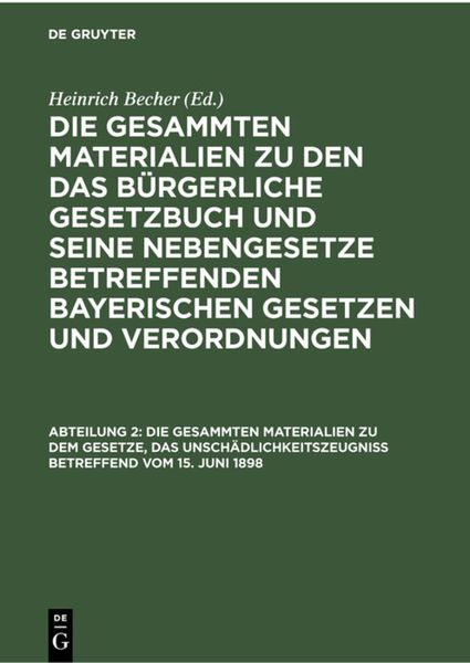 Produktbild: Die gesammten Materialien zu den das B&uuml;rgerliche Gesetzbuch und seine... / Gesetz das