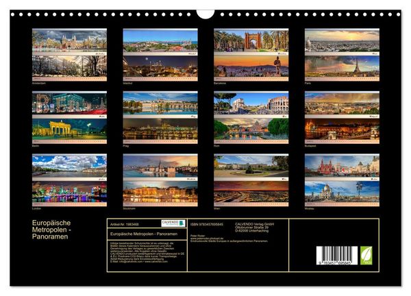 Produktbild: Europ&auml;ische Metropolen - Panoramen (Wandkalender 2026 DIN A3 quer), CALVENDO Monatskalender
