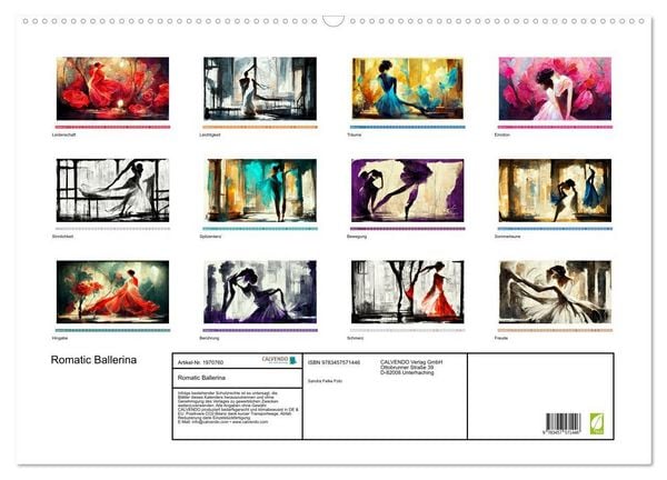 Produktbild: Romatic Ballerina (Wandkalender 2026 DIN A2 quer), CALVENDO Monatskalender