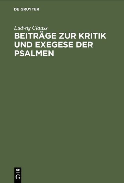 Produktbild: Beitr&auml;ge zur Kritik und Exegese der Psalmen