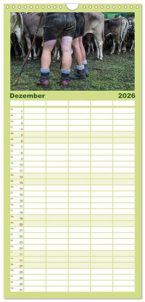 Produktbild: Familienplaner 2026 - Allg&auml;uer Sch&ouml;nheiten Allg&auml;u - Land der K&uuml;he mit 5 Spalten (Wandkalender, 21 x 45 cm) CALVENDO