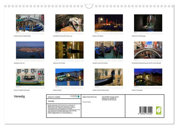 Produktbild: Venedig (Wandkalender 2026 DIN A3 quer), CALVENDO Monatskalender