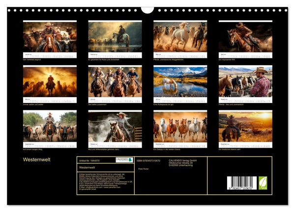 Produktbild: Westernwelt (Wandkalender 2026 DIN A3 quer), CALVENDO Monatskalender