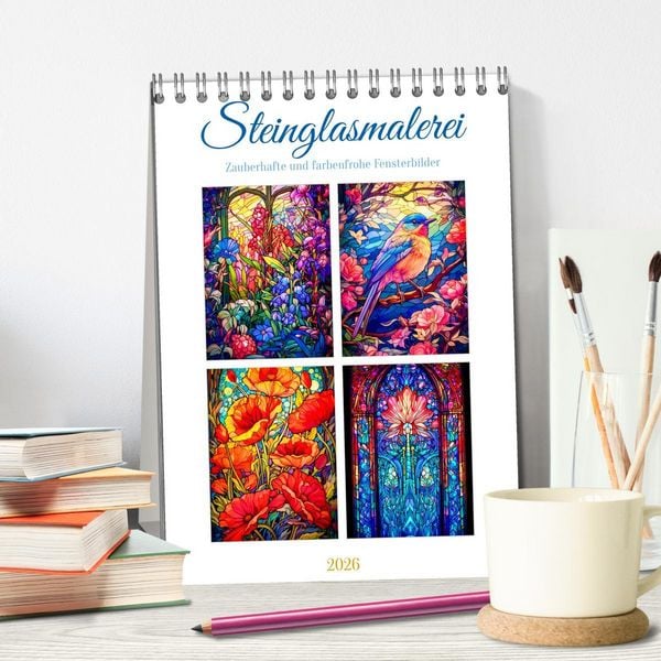Produktbild: Steinglasmalerei (Tischkalender 2026 DIN A5 hoch), CALVENDO Monatskalender