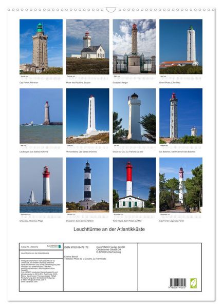 Produktbild: Leuchtt&uuml;rme an der Atlantikk&uuml;ste (Wandkalender 2026 DIN A2 hoch), CALVENDO Monatskalender