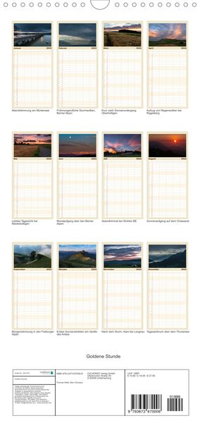 Produktbild: Familienplaner Goldene Stunde - Landschaftsbilder der Schweiz (Wandkalender 2022 , 21 cm x 45 cm, hoch)