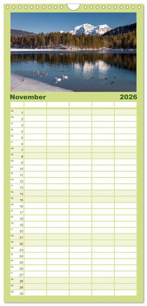 Produktbild: Familienplaner 2026 - Berchtesgadener Alpen - Land von Watzmann und K&ouml;nigssee mit 5 Spalten (Wandkalender, 21 x 45 cm) CALVENDO