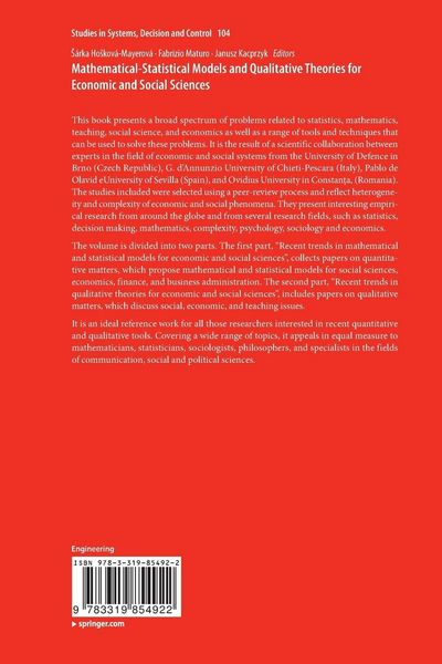 Produktbild: Mathematical-Statistical Models and Qualitative Theories for Economic and Social Sciences