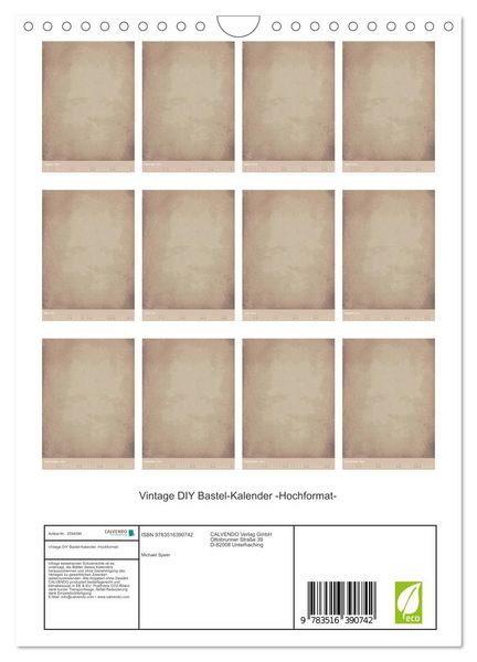 Produktbild: Vintage DIY Bastel-Kalender -Hochformat- (Wandkalender 2026 DIN A4 hoch), CALVENDO Monatskalender