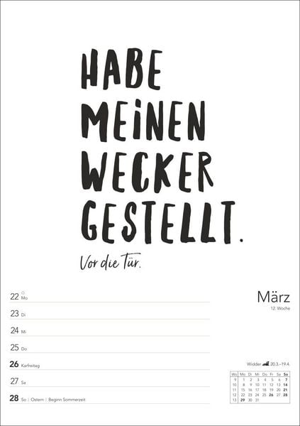 Produktbild: Typo-Spr&uuml;che-Kalender s/w Wochenplaner 2027 - mit 53 witzigen Spr&uuml;chen